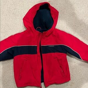 Lands' End Red and Navy Kids Puffer Jacket